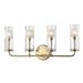 Brayden Studio® Lessman 4 - Light Dimmable Armed Sconce Glass/Metal in Yellow | 10.25 H x 23 W x 3.75 D in | Wayfair BYST1960 40295800