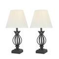 Charlton Home® Columbard High Traditional Metal Wire 9.5" Table Lamp Set Fabric in Black/Brown/White | 17.5 H x 9.5 W x 9.5 D in | Wayfair