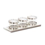 Cal-Mil 3 Piece Kitchen Canister Set Glass/Metal in Gray | 4 H x 16 W x 6 D in | Wayfair 3492-4-15NL