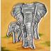 Continental Art Center 4" x 4" Ceramic Two Elephants Decorative Mural Tile Ceramic in Gray/Yellow | 4 H x 4 W x 0.5 D in | Wayfair SD155