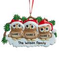 The Holiday Aisle® Santa Owls Family of Three Personalized Hanging Figurine Ornament Ceramic/Porcelain in White | 1.5 H x 3 W x 0.25 D in | Wayfair