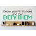 Design W/ Vinyl Know Your Limitations & Then Defy Them Wall Decal Vinyl in Green/Blue/Black | 8 H x 30 W in | Wayfair OMGA5652034