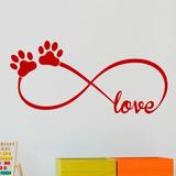 Decal the Walls Infinity Love Symbol w/ Pet Paws Vinyl Wall Decal Vinyl in Red | 10 H x 24 W in | Wayfair QT-3033r