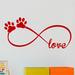 Decal the Walls Infinity Love Symbol w/ Pet Paws Vinyl Wall Decal Vinyl in Red | 10 H x 24 W in | Wayfair QT-3033r