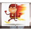 East Urban Home Superhero Lightning Bolt Man w/ Cape & Mask Fast as Light Fun Cartoon Character Artprint Graphic Print | 90 H in | Wayfair