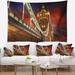 East Urban Home Polyester Cityscape Modern Famous Tower Bridge at Night Tapestry w/ Hanging Accessories Included Metal in Black/Brown | Wayfair