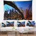 East Urban Home Cityscape Manhattan City Bridge Under Blue Sky Tapestry w/ Hanging Accessories Included in Black/Blue | 68 H x 80 W in | Wayfair
