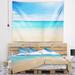 East Urban Home Seashore Bright Blue Tropical Beach Tapestry w/ Hanging Accessories Included in Blue/Gray | 68 H x 80 W in | Wayfair