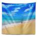 East Urban Home Seascape Blue Sandy Tropical Sea Beach Tapestry Polyester in Blue/Brown/White | 50 H x 60 W in | Wayfair