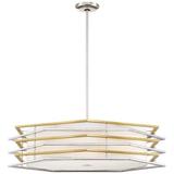 Everly Quinn 1-Light Unique/Statement Geometric Pendant Fabric in Gray/White/Yellow | 8.75 H x 32.25 W x 32.25 D in | Wayfair