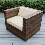 Ohana Depot Club Patio Chair w/ Cushions Wicker/Rattan | 28 H x 34 W x 32 D in | Wayfair PN8040MB-SBG