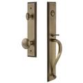 Grandeur Carré One-Piece Handleset w/ Single Cylinder Deadbolt and S Grip w/ Fifth Avenue Knob in Yellow | 19 H x 3 W x 3 D in | Wayfair 845086