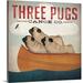 Great Big Canvas 'Three Pugs in a Canoe v.3' by Ryan Fowler Vintage Advertisement | 16 H x 16 W x 1.5 D in | Wayfair 2036824_1_16x16