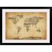 Ebern Designs Francy 'Map Of The World Map From Old Sheet Music' by Aniesha Graphic Art Print in Brown | 28 H x 38 W x 1 D in | Wayfair