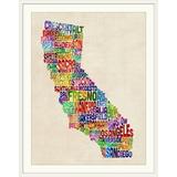 Ebern Designs Francy 'California Typography Text Map' by Michael Tompsett - Textual Art Print in Black | 44 H x 35 W x 1 D in | Wayfair