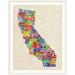 Ebern Designs Francy 'California Typography Text Map' by Michael Tompsett - Textual Art Print in Black | 44 H x 35 W x 1 D in | Wayfair