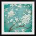 Bungalow Rose 'White Cherry Blossoms I on Blue Aged No Bird' Danhui Nai Painting Print in Green/Red | 20 H x 20 W x 1 D in | Wayfair