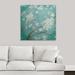 Bungalow Rose 'White Cherry Blossoms I on Blue Aged No Bird' Danhui Nai Painting Print in Black | 35 H x 35 W x 1.5 D in | Wayfair