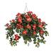 House of Hampton® Faux Hibiscus Trailing Hanging Flowering Plant in Planter Metal | 28 H x 22 W x 22 D in | Wayfair