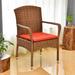 Winston Porter Harbin Resin Wicker Patio Dining Chair w/ Cushion Wicker/Rattan in Brown | 37 H x 24 W x 25 D in | Wayfair
