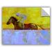 ArtWall Rising Steed' by Greg Simanson Removable Wall Decal in Brown/Indigo/Yellow | 18 H x 24 W in | Wayfair 0sim025a1824p