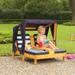 KidKraft Double Outdoor Chaise Lounge w/ Cup Holder Wood in Orange/Blue/Brown | 35.25 H x 36.5 W x 33.5 D in | Wayfair 00524