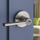 Kwikset Lisbon Keyed Door Lever w/ Round Rosette & SmartKey® in Gray | 3.2 H x 7.9 W in | Wayfair 156LSL RDT 15 SMT