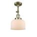 Breakwater Bay Handley 1 - Light 8" Simple Dome Semi Flush Mount Glass, Crystal in White/Yellow/Brown | 13.5 H x 8 W x 8 D in | Wayfair