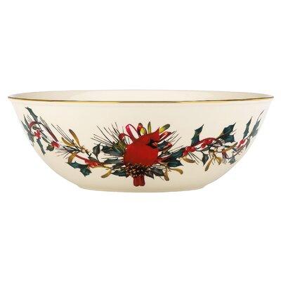 Lenox Winter Greeting Serving Bowl Porcelain China/All Ceramic in Brown/Red | 3.75 H x 10.25 W x 10.25 D in | Wayfair 830308