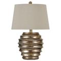 Latitude Run® Clare 27" Metallic Table Lamp Resin/Fabric in Brown/Gray/White | 27 H x 17 W x 17 D in | Wayfair LTRN2250 27750904