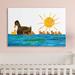 Marmont Hill 'Mama Duck & Ducklings' by Eric Carle Painting Print on Wrapped Canvas Metal in Blue/Brown | 40 H x 60 W x 1.5 D in | Wayfair