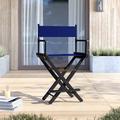 Latitude Run® Alyzon Folding Director Chair Solid Wood in Blue/Black | 39.25 H x 25 W x 19 D in | Wayfair 338533E9CE674C7E914B36C3F03C1823