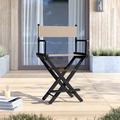 Latitude Run® Alyzon Folding Director Chair Solid Wood in Black/Brown | 39.25 H x 25 W x 19 D in | Wayfair 84E0489C81054C46A8A1ED8553B7F4D5