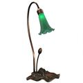 Meyda Lighting Green Pond Lily Accent Arched Table Lamp in Mahogany Bronze Glass/Metal in Gray/Green | 16 H x 7 W x 7 D in | Wayfair 12859