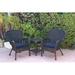 Bay Isle Home™ Batchelder 3 Piece Conversation Set w/ Cushions Synthetic Wicker/All - Weather Wicker/Wicker/Rattan in Blue/Black | Outdoor Furniture | Wayfair