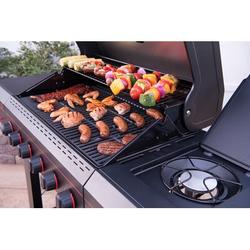 Megamaster 6-Burner Propane Gas Grill Cast Iron/Steel in Black/Gray | 45.75 H x 59 W x 23.5 D in | Wayfair 720-0983