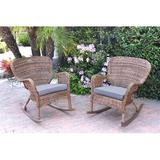 Bay Isle Home™ Batchelder Rocking Chair Wicker/Rattan/Fabric in Brown/Gray | 35 H x 35 W x 29.5 D in | Wayfair ED83B28423F84D94AED748F7A74373EE