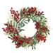 Northlight Seasonal Frosted Red Berries & Foliage Artificial Christmas Wreath - 18-Inch Unlit in Green/Red | 18 H x 18 W x 4 D in | Wayfair