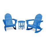 POLYWOOD® Vineyard 3-Piece Adirondack Rocking Chair Set in Blue | 36.5 H x 29.25 W x 34.5 D in | Wayfair PWS408-1-PB