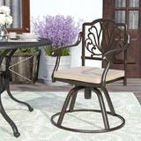 One Allium Way® Arrey Swivel Patio Dining Chair w/ Cushion Metal in Brown | 36.5 H x 27 W x 25.25 D in | Wayfair OAWY3181 27979703