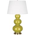 Robert Abbey Triple Gourd 32.75" Table Lamp Ceramic/Fabric in Green/Yellow | 32.75 H x 20 W x 20 D in | Wayfair CI40X
