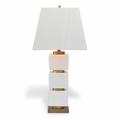 Port 68 Manhattan 35" Gold/Cream Table Lamp Porcelain/Faux Leather/Metal in White | 35 H x 17 W x 17 D in | Wayfair LPAS-264-05