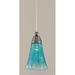 Red Barrel Studio® 1-Light Cord Mini Pendant Glass in Gray/Green/Blue | 8.5 H x 5.5 W x 5.5 D in | Wayfair FFDF6FA0ECF144E5A8EFF69E6A37B672