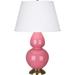 Robert Abbey Double Gourd 31" Table Lamp Ceramic/Fabric in White/Brown | 31 H x 19 W x 19 D in | Wayfair 1640X