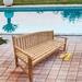 Highland Dunes Cosgrove Oval Teak Garden Outdoor Bench Wood/Natural Hardwoods in Brown/White | 36 H x 71 W x 24 D in | Wayfair