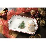 Spode Christmas Tree Peppermint Dessert Tray 12" All Ceramic/Earthenware/Stoneware in Green/Red/White | 12.25 W x 7.5 D in | Wayfair 1555990