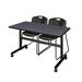 Symple Stuff Kobe Flip-Top Training Nesting Table, 2 Zeng Stack Chairs Wood/Steel in Gray/Black | 29 H x 48 W x 24 D in | Wayfair