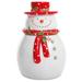 The Holiday Aisle® Snowman Cookie Jar Ceramic in Red/White | 7.5 H x 4.5 W x 4.5 D in | Wayfair THLY4310 45461981