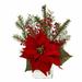 The Holiday Aisle® Poinsettia Pine & Berries Mixed Floral Arrangement in Vase Polyester/Faux Silk/Plastic/Fabric in Red | Wayfair THDA8576 43862392