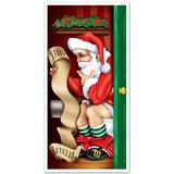The Holiday Aisle® Santa Restroom Door Mural in Brown/Red | 60 H x 30 W x 0.01 D in | Wayfair THLA8229 40759030